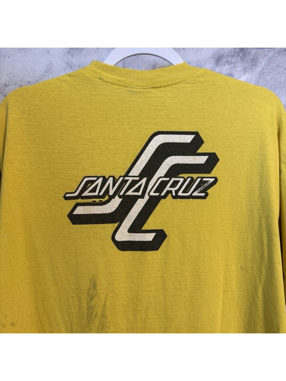 Vintage NHS Santa Cruz T Shirt Mens XL Yellow 90s Y2K Skater Grunge